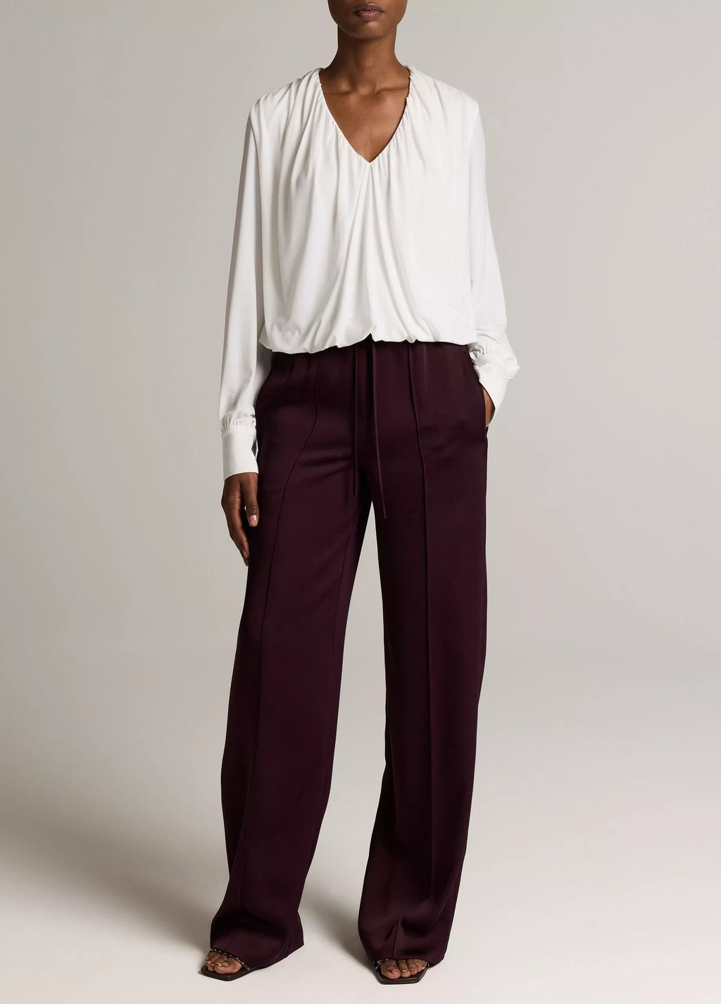 Vince Matte Jersey V-Neck Bubble Top