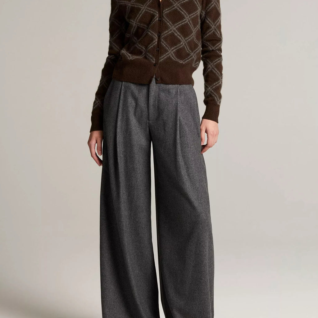 Vince Diamond Plaid Cashmere V-Neck Cardigan