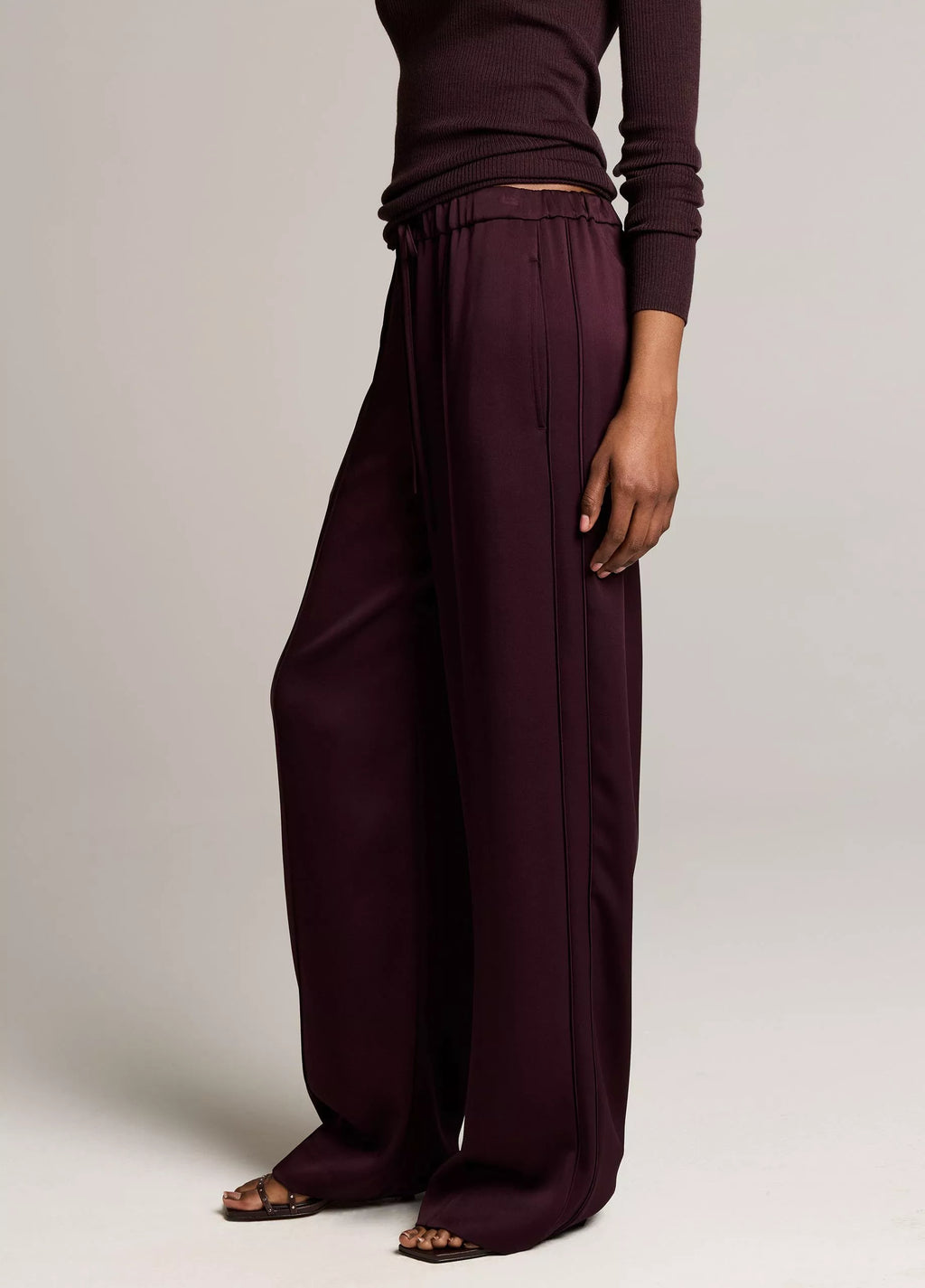 Vince Satin Mid-Rise Drawstring Pant