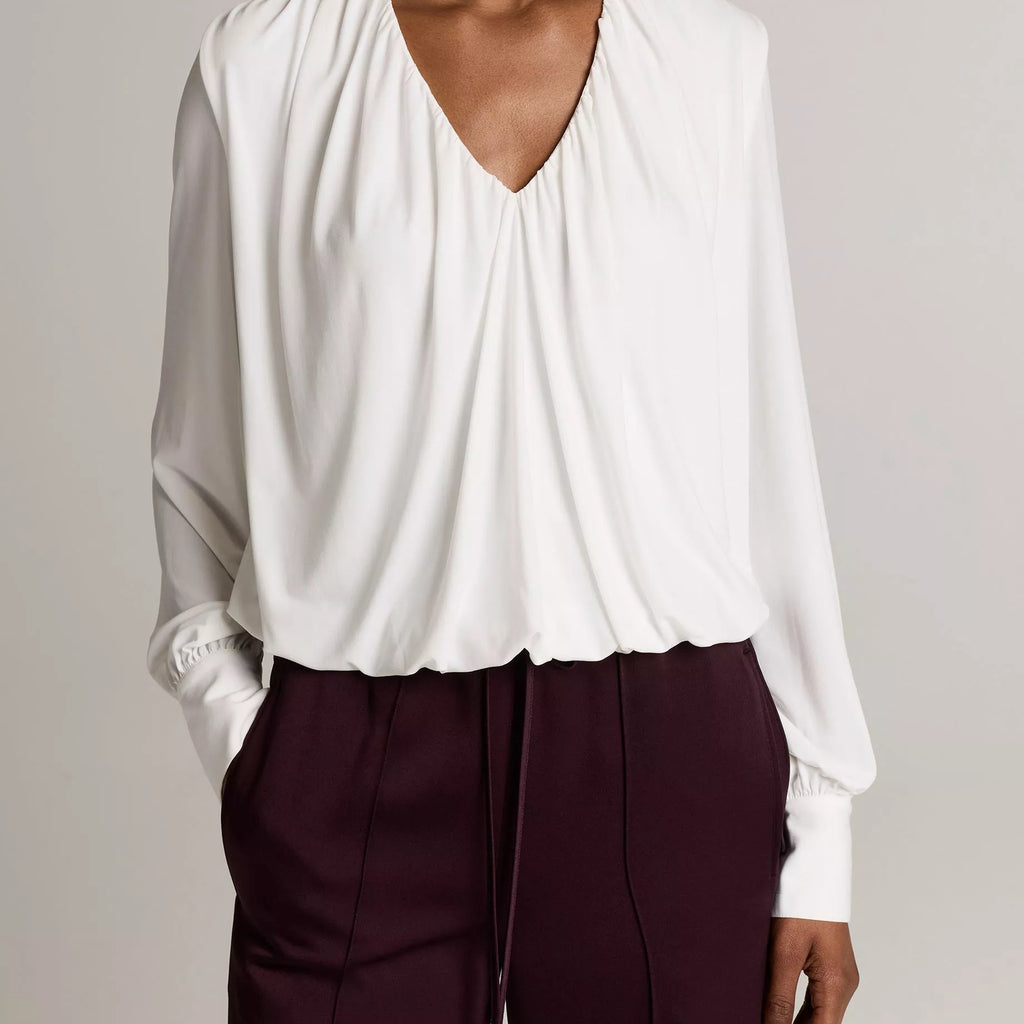 Vince Matte Jersey V-Neck Bubble Top