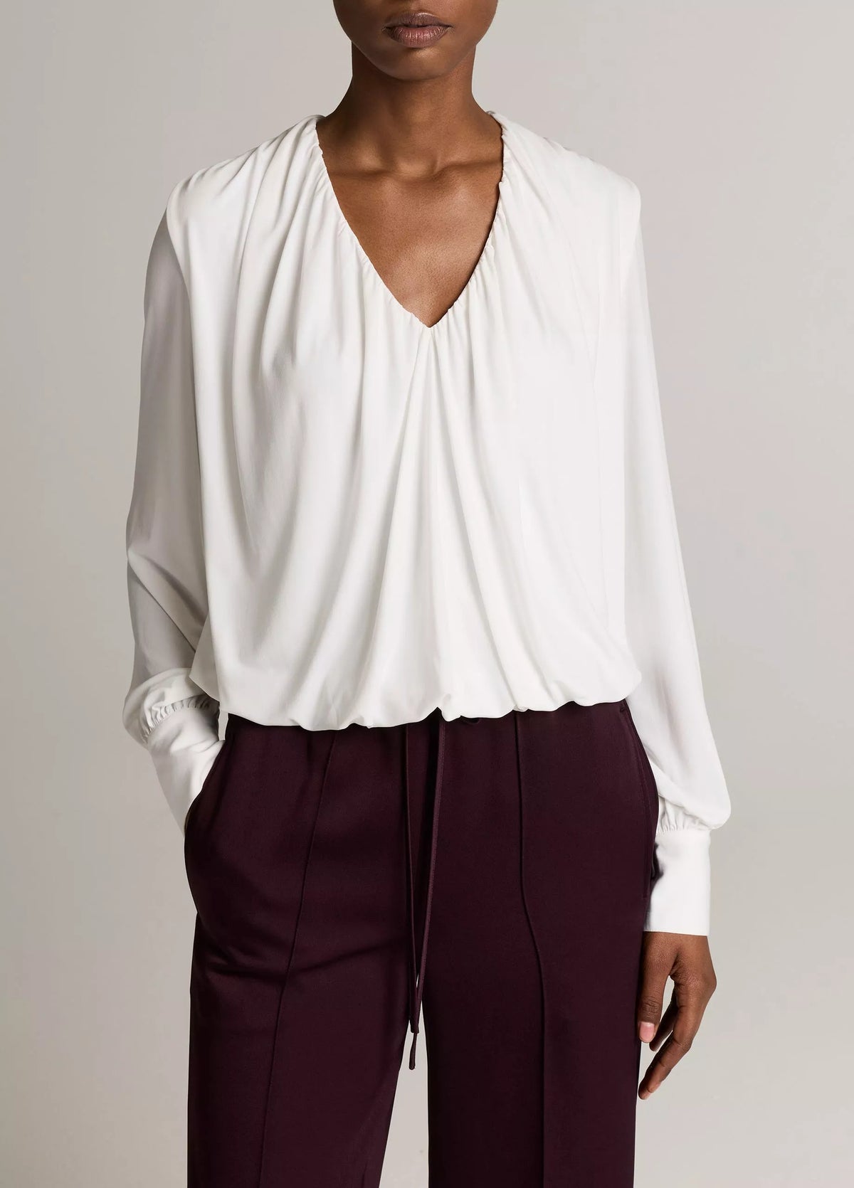 Vince Matte Jersey V-Neck Bubble Top