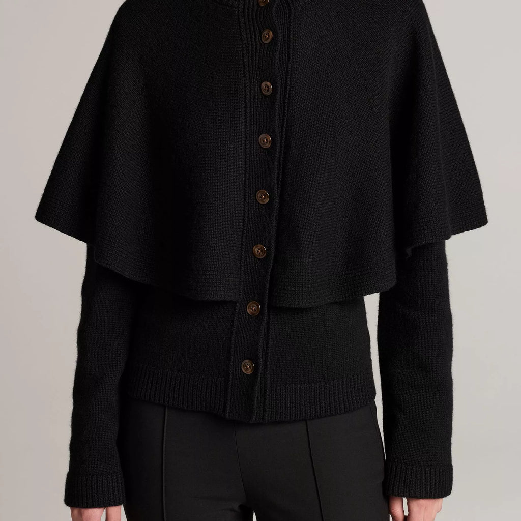 Vince Wool-Blend Turtleneck Cape Cardigan