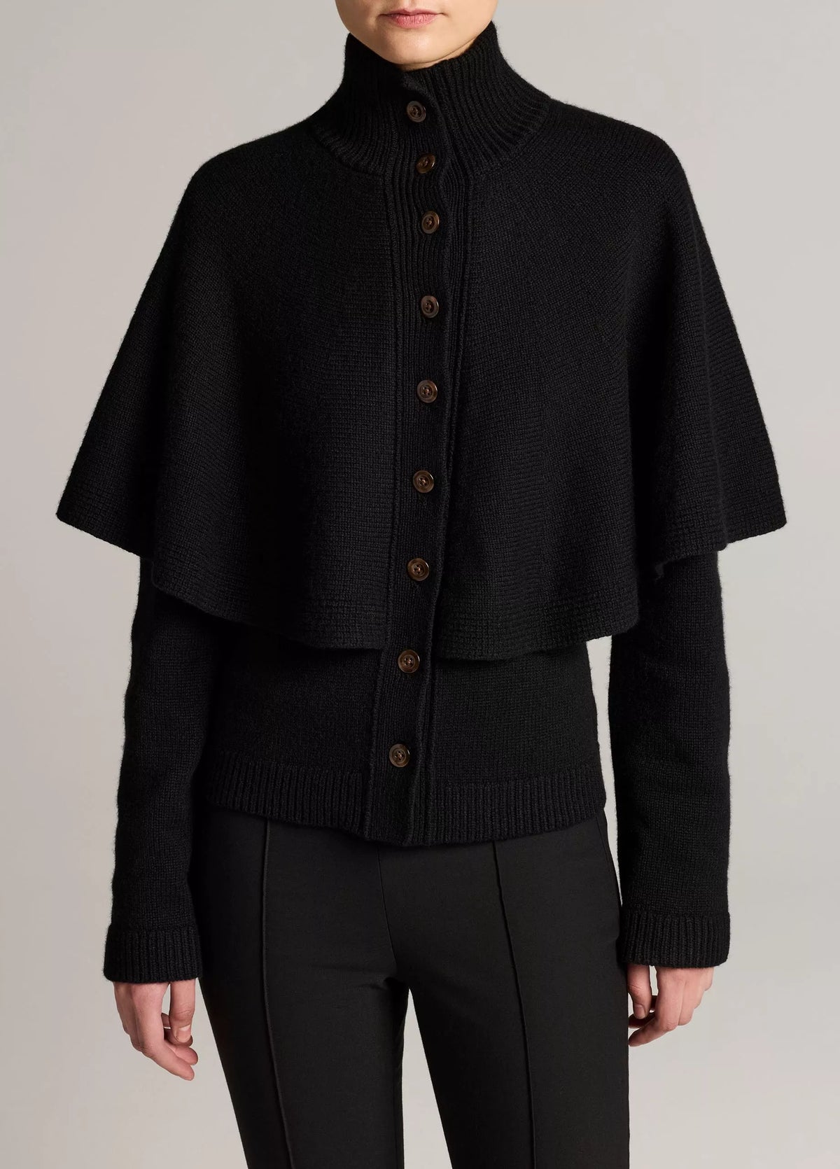 Vince Wool-Blend Turtleneck Cape Cardigan