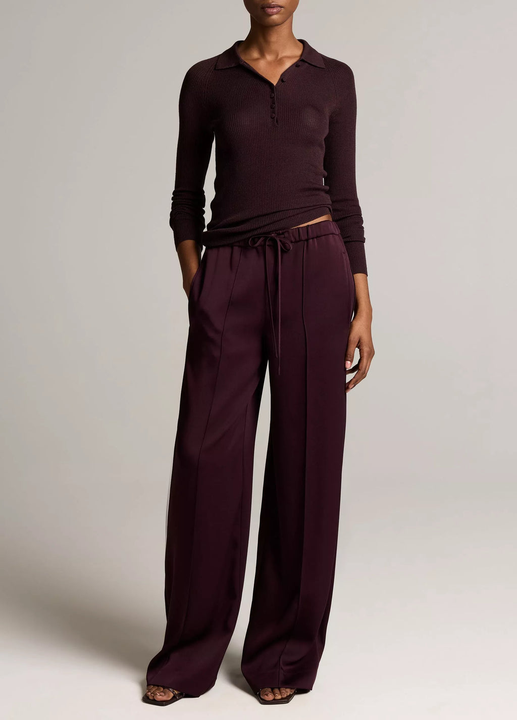 Vince Satin Mid-Rise Drawstring Pant