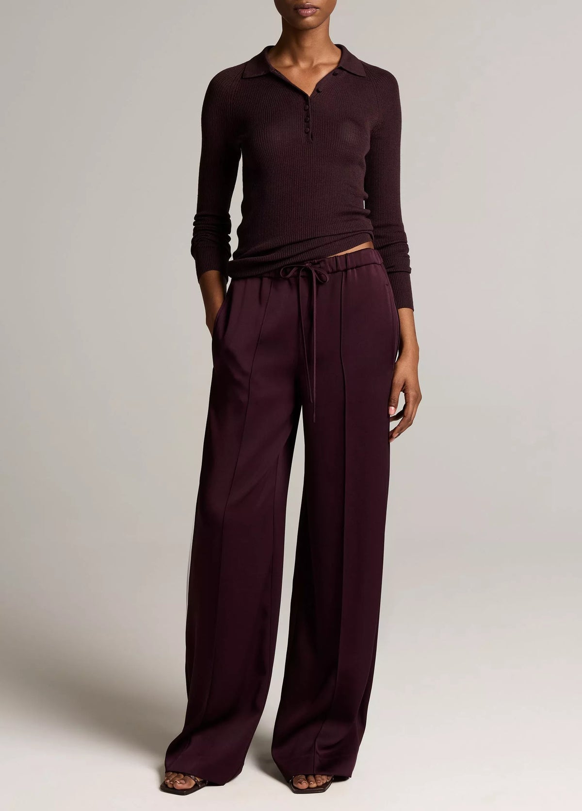 Vince Satin Mid-Rise Drawstring Pant