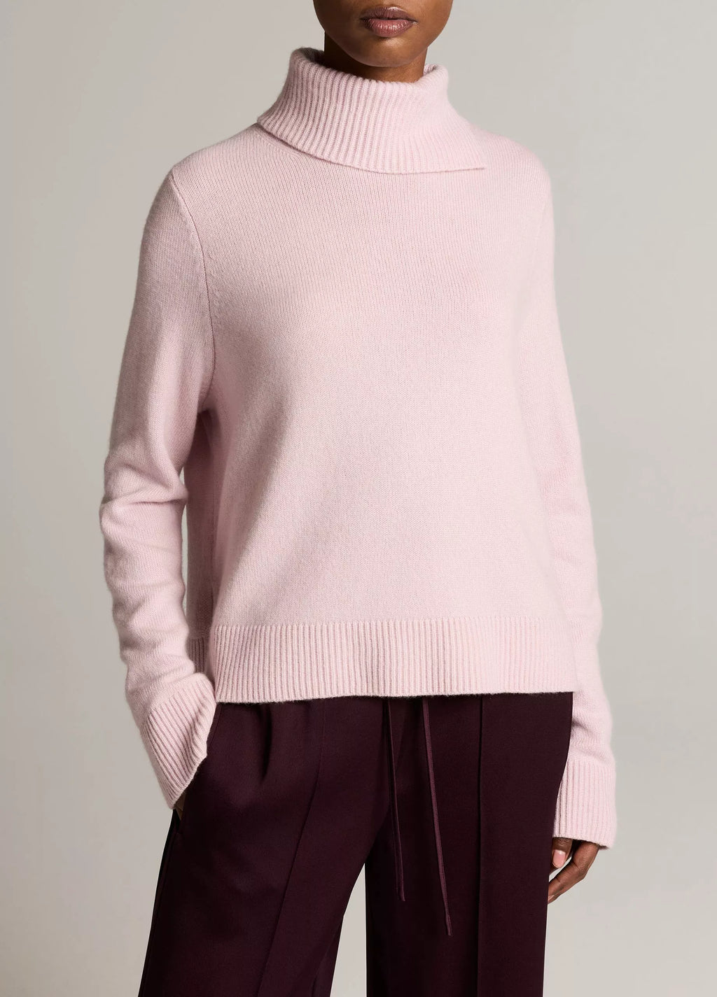 Vince Wool-Cashmere Side-Slit Turtleneck Sweater
