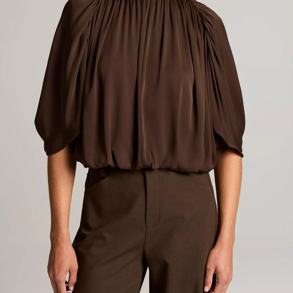 Vince Stretch-Silk Cape-Sleeve Bubble Blouse
