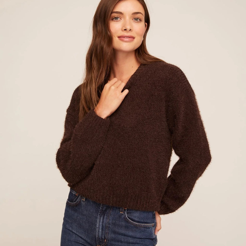 Bella Dahl Drop Shoulder Fuzzy Chenille Sweater