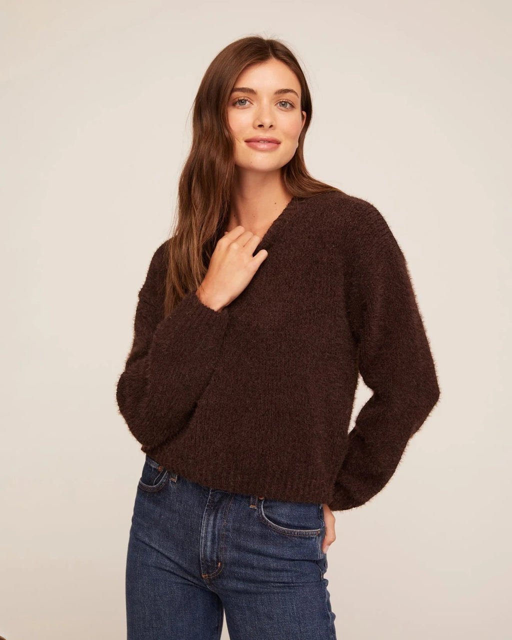 Bella Dahl Drop Shoulder Fuzzy Chenille Sweater