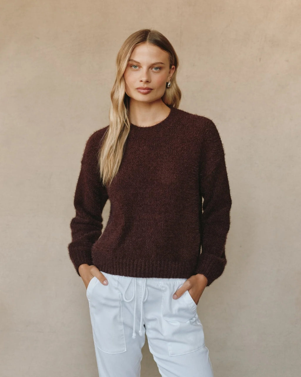 Bella Dahl Drop Shoulder Fuzzy Chenille Sweater