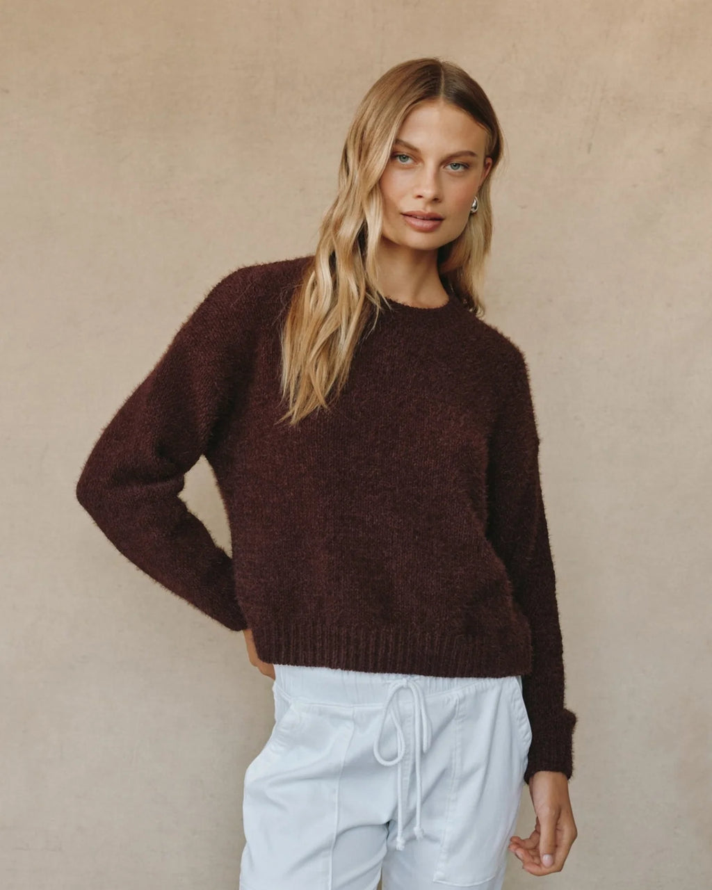 Bella Dahl Drop Shoulder Fuzzy Chenille Sweater