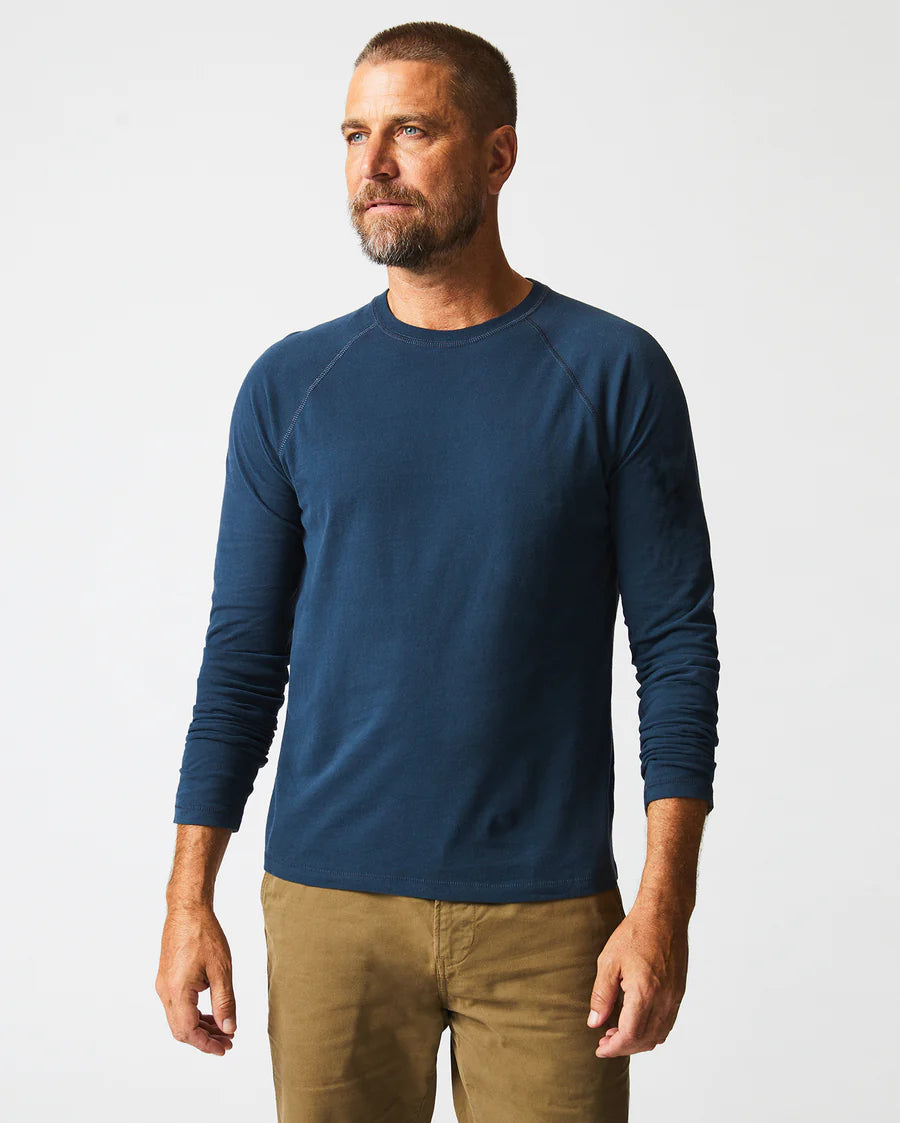 Billy Reid Long Sleeve Sueded Cotton Crew