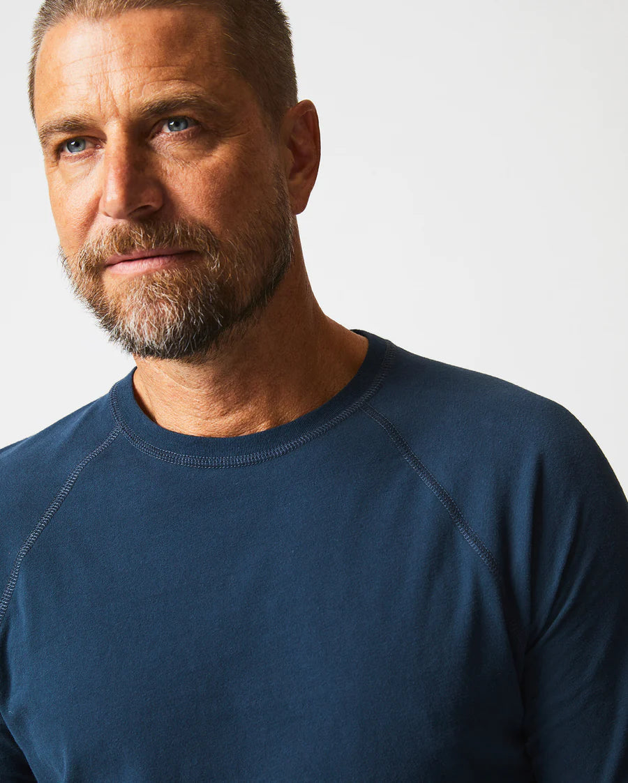 Billy Reid Long Sleeve Sueded Cotton Crew