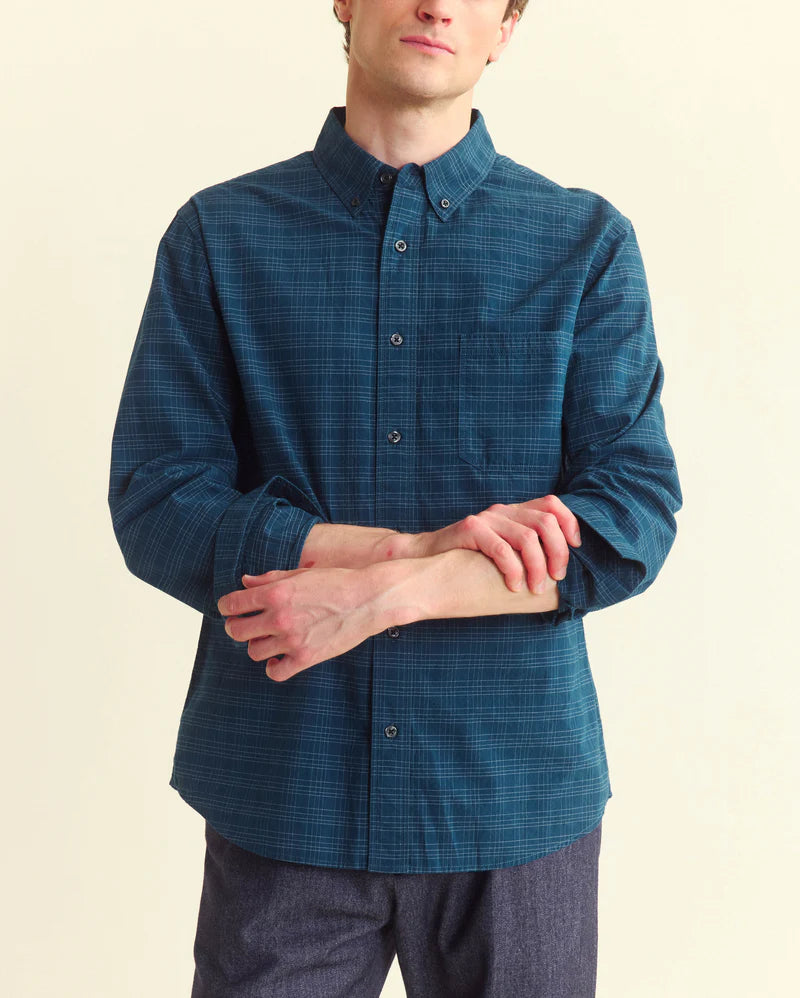 Billy Reid Dobby Line Plaid Tuscumbia Shirt Button Down