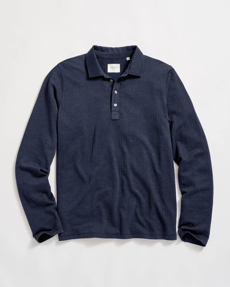 Billy Reid Long Sleeve Herringbone Polo