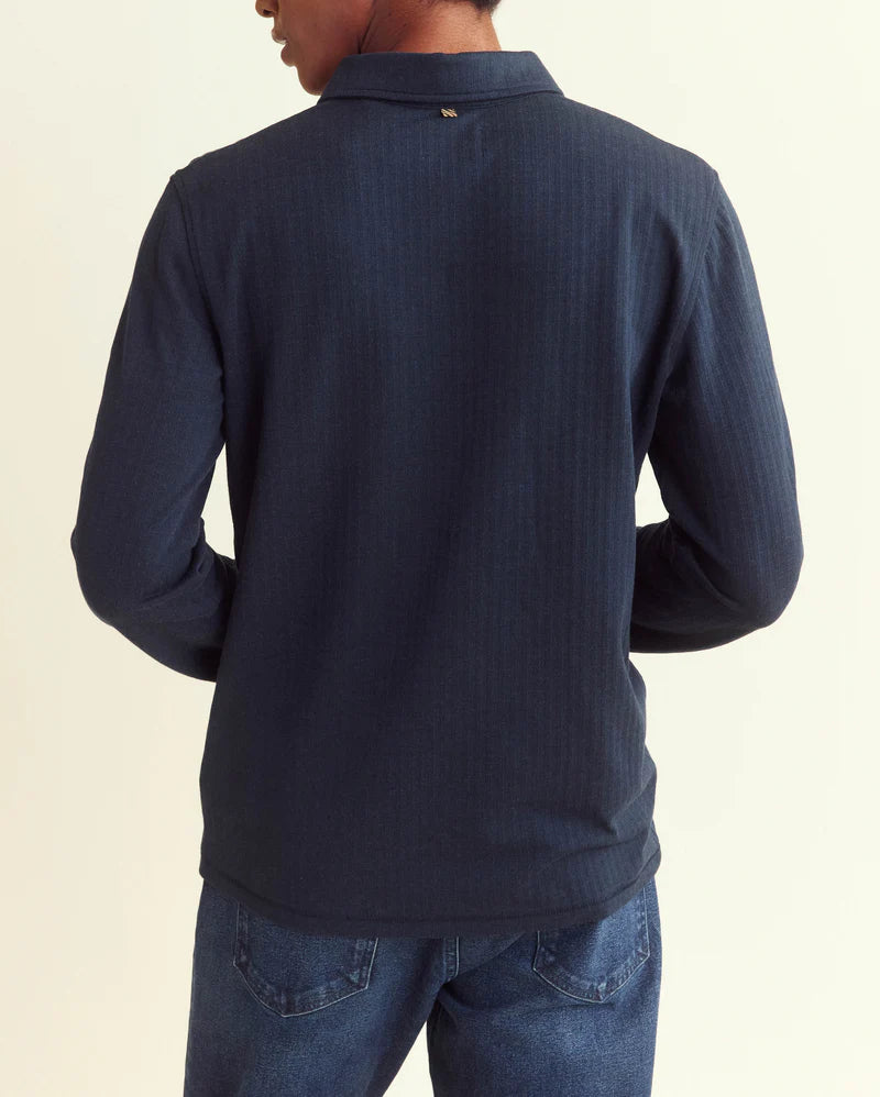 Billy Reid Long Sleeve Herringbone Polo