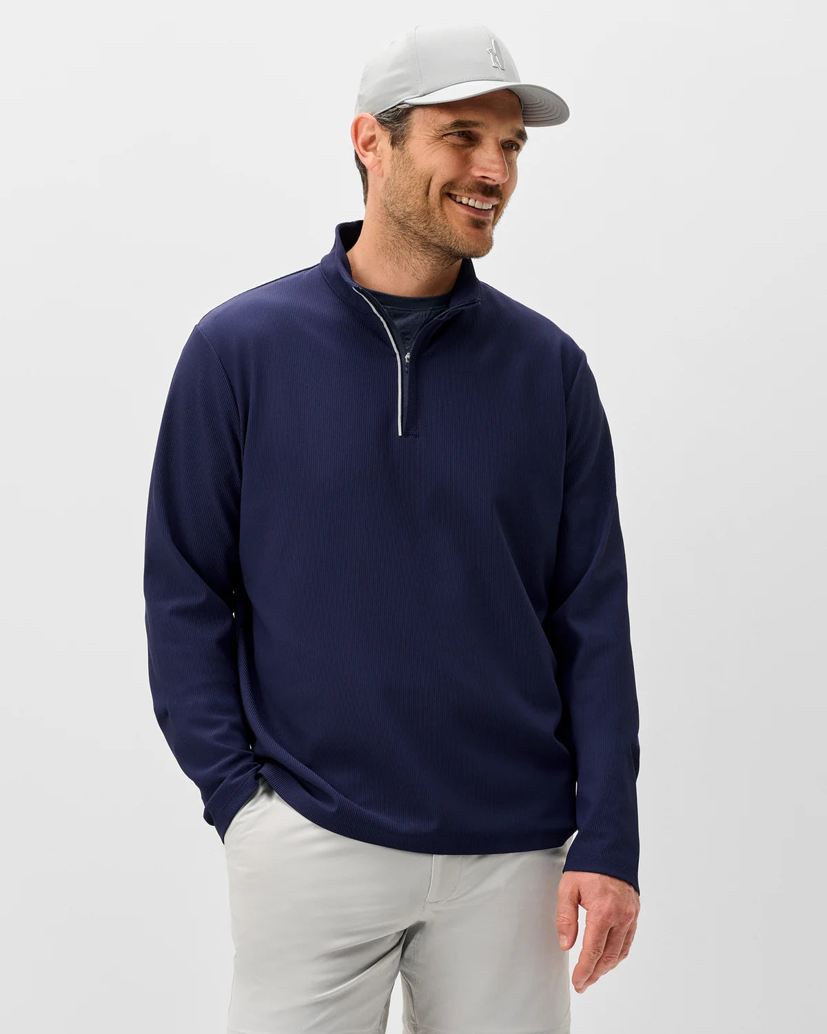 Johnnie-O Hoppin Ribbed Knit Performance 1/4 Zip Pullover