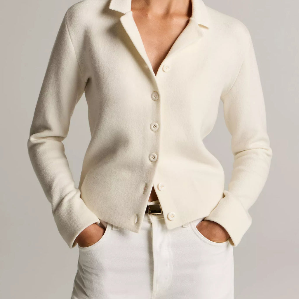Vince Notch-Collar Double-Face Wool-Blend Cardigan
