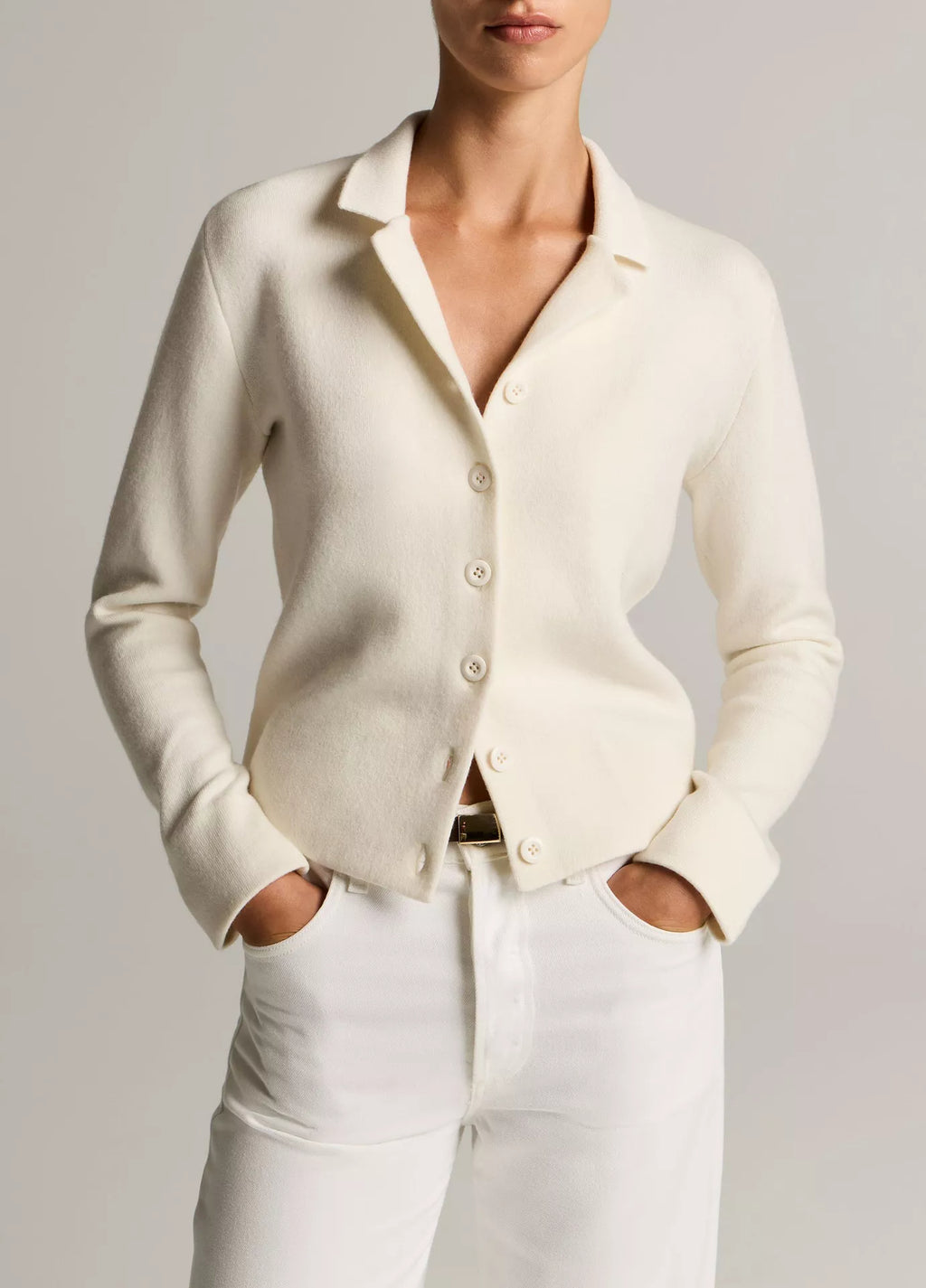Vince Notch-Collar Double-Face Wool-Blend Cardigan