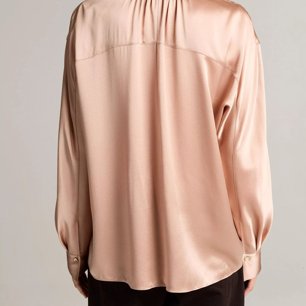 Vince Silk Satin Dolman-Sleeve Button-Front Shirt