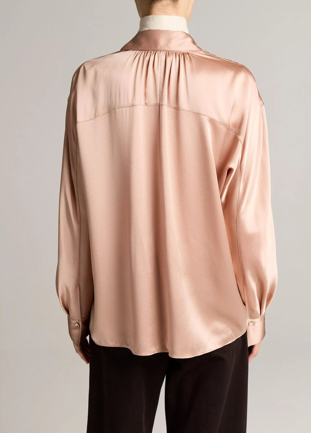 Vince Silk Satin Dolman-Sleeve Button-Front Shirt