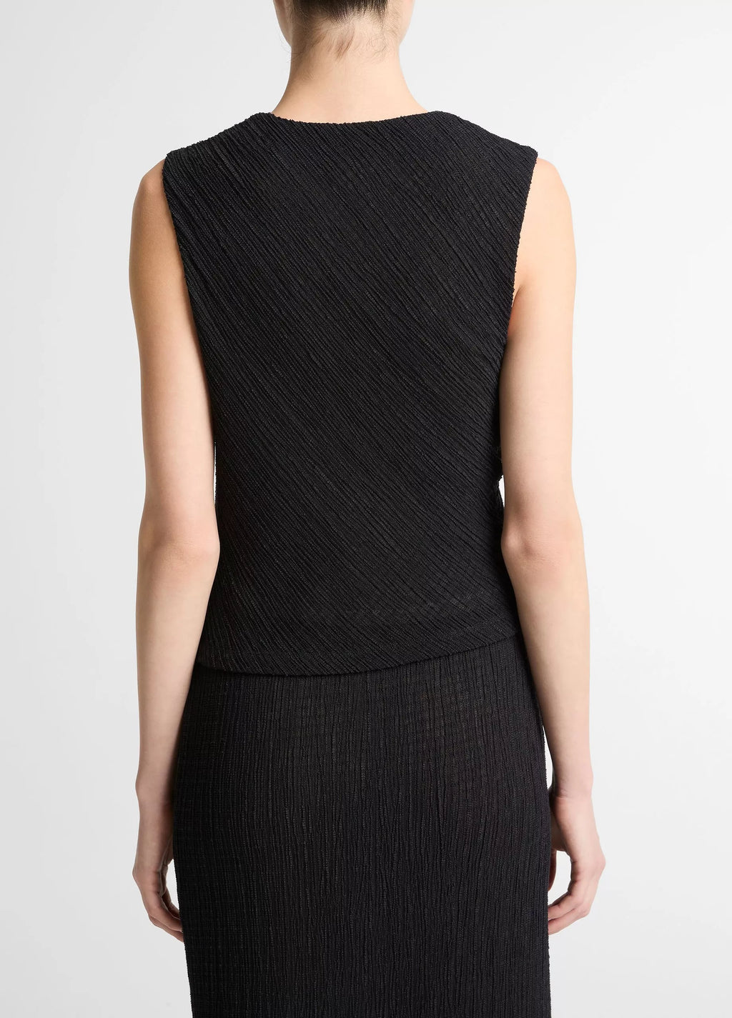 Vince Shadow Grid Cowl-Neck Top