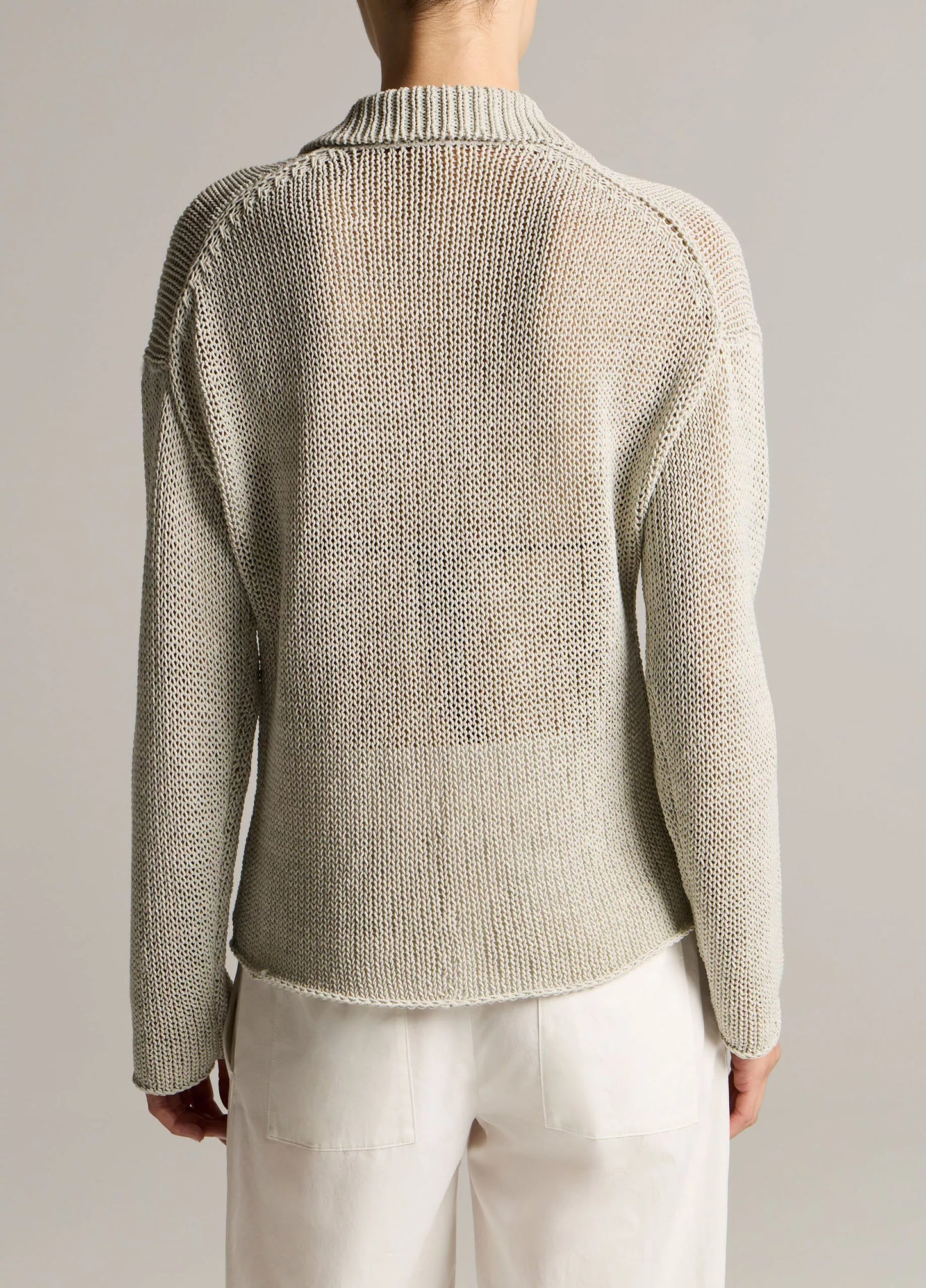 Vince Italian Coated Cotton-Blend Polo Sweater