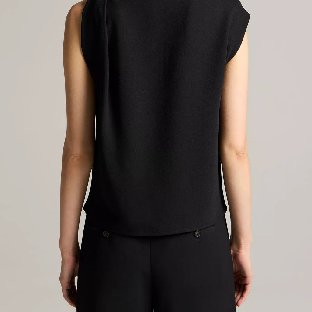 Vince Crepe Draped-Shoulder Sleeveless Top