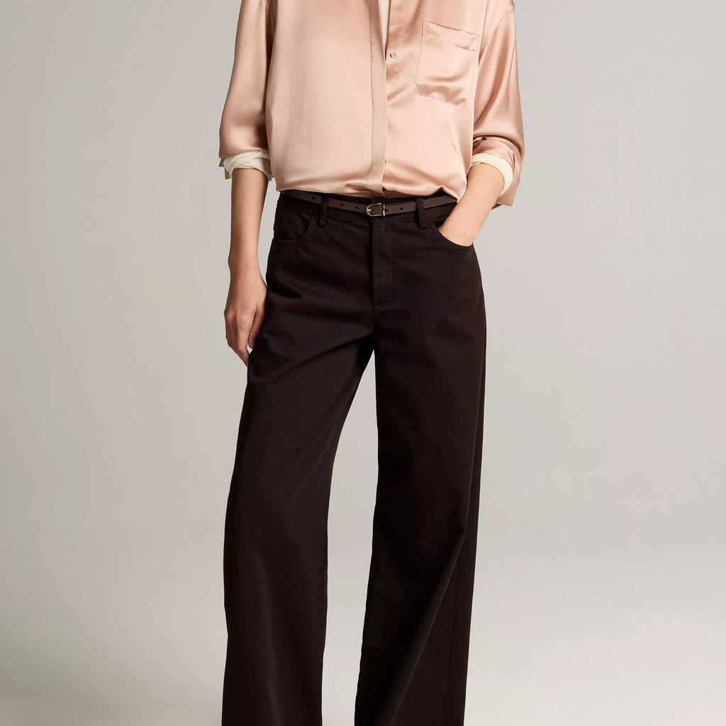 Vince Silk Satin Dolman-Sleeve Button-Front Shirt