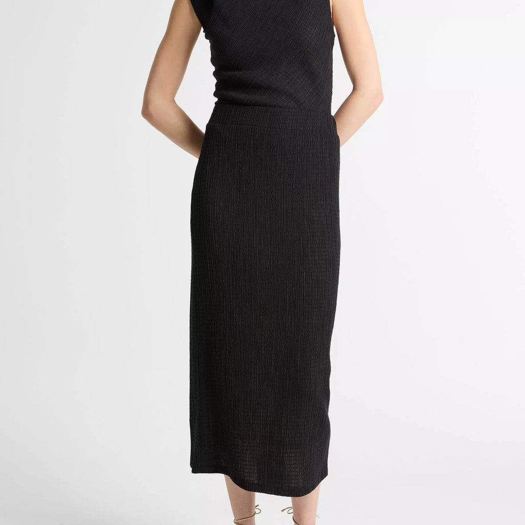 Vince Shadow Grid Midi Skirt