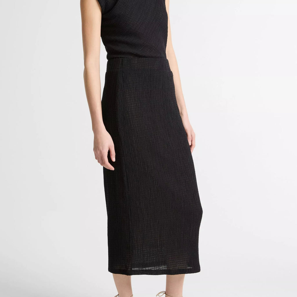 Vince Shadow Grid Midi Skirt