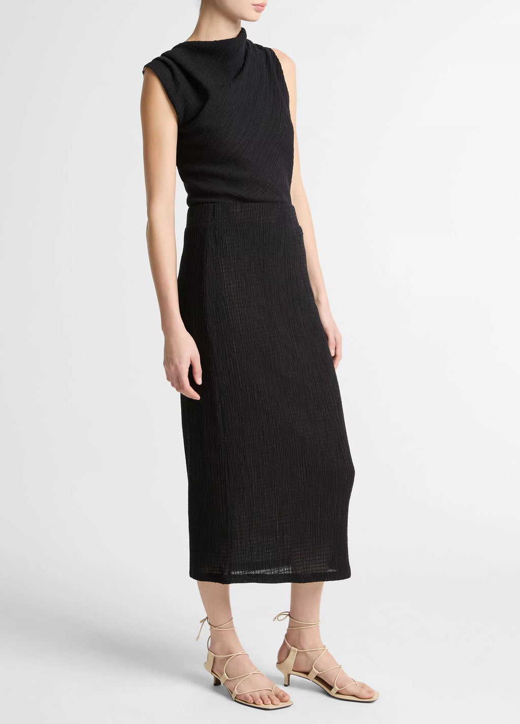 Vince Shadow Grid Midi Skirt