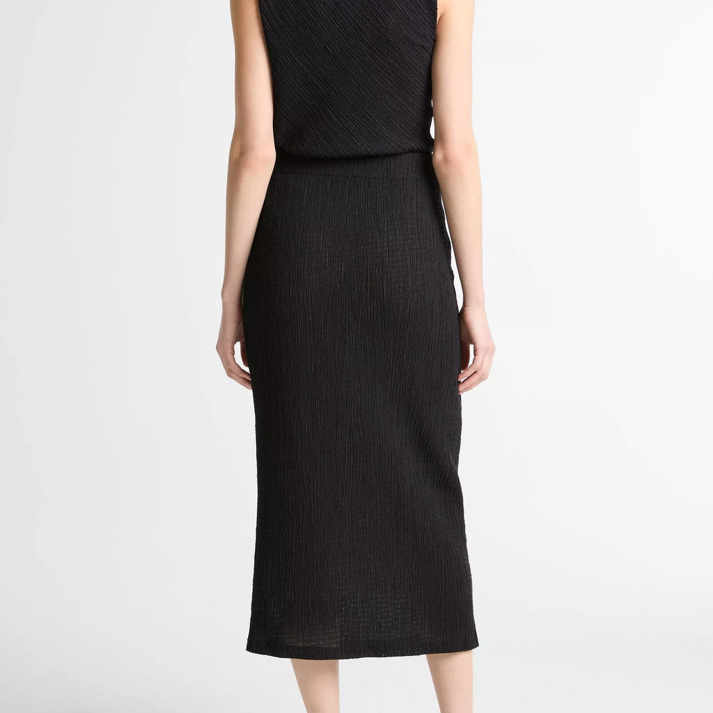 Vince Shadow Grid Midi Skirt