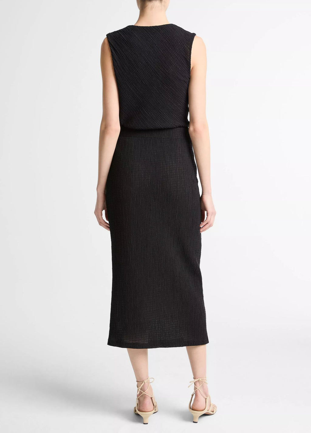 Vince Shadow Grid Midi Skirt