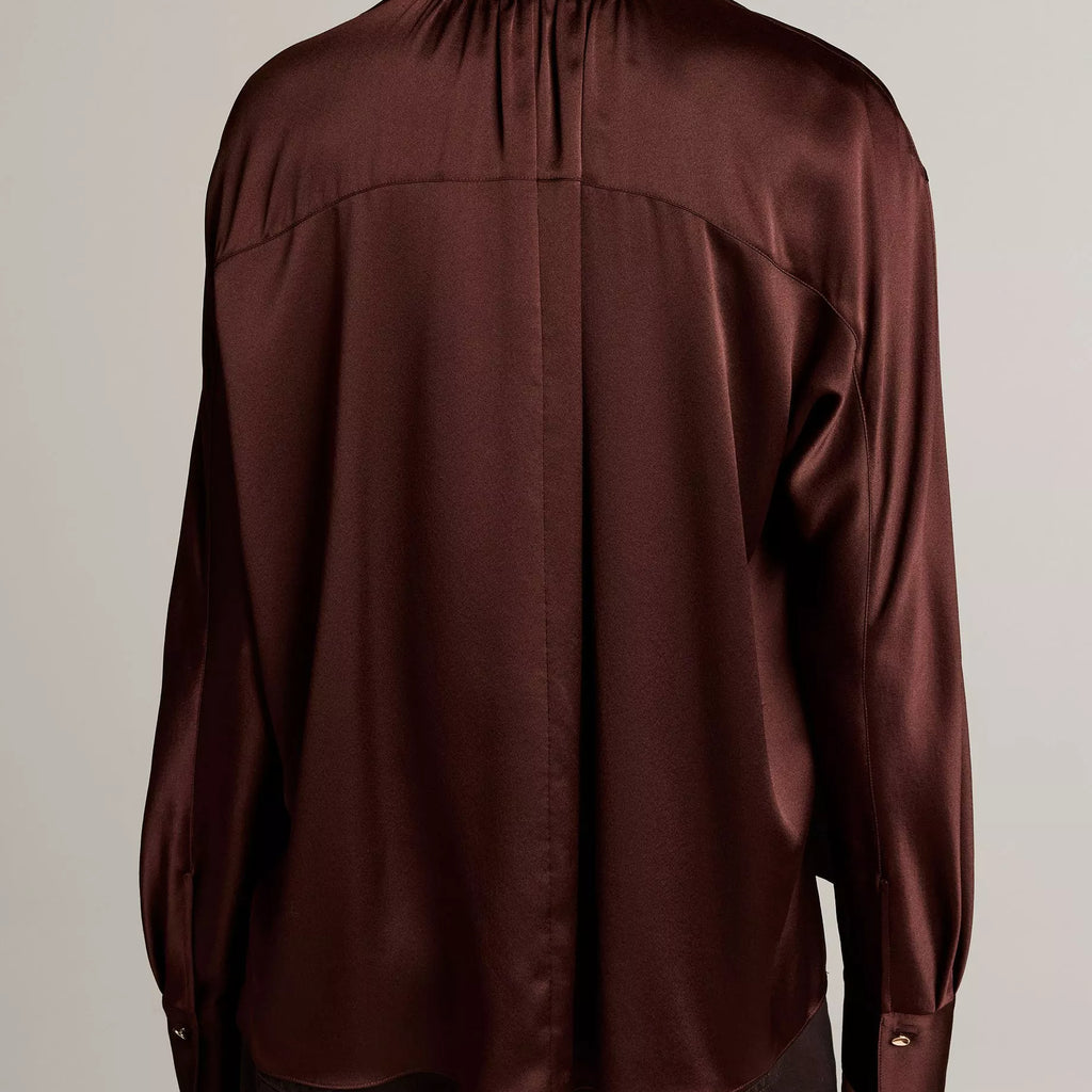 Vince Silk Satin Dolman-Sleeve Button-Front Shirt