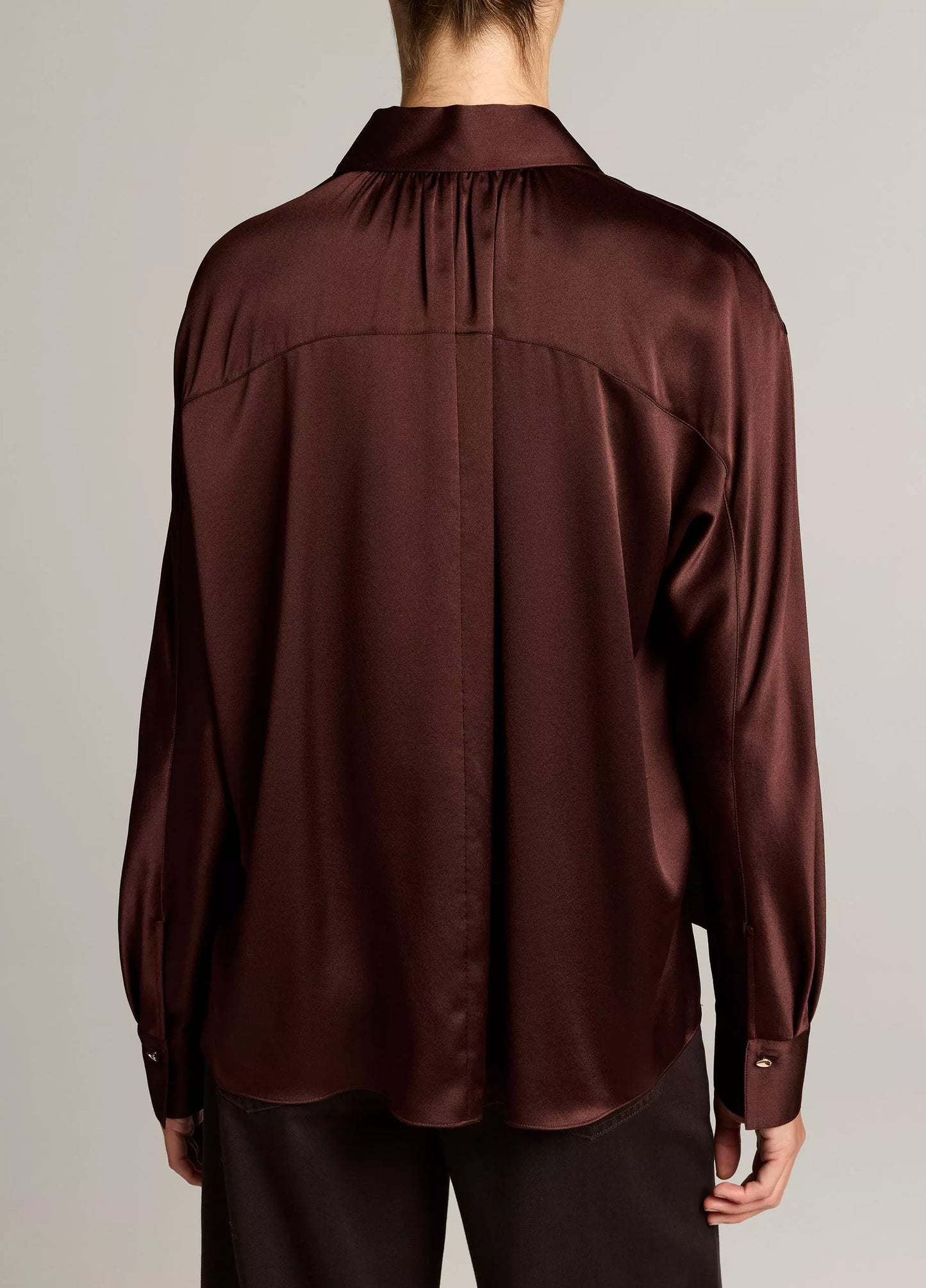 Vince Silk Satin Dolman-Sleeve Button-Front Shirt