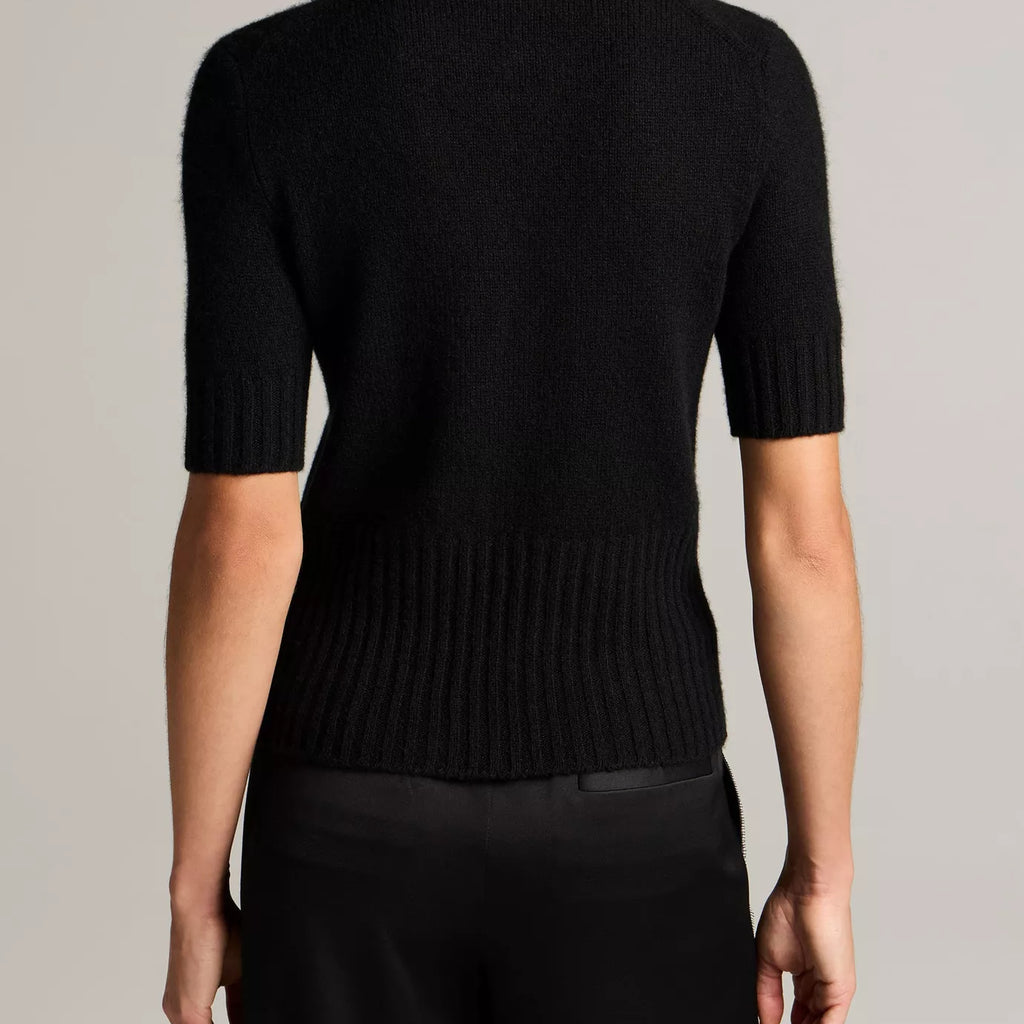 Vince Wool-Cashmere High-Rib Short-Sleeve Sweater