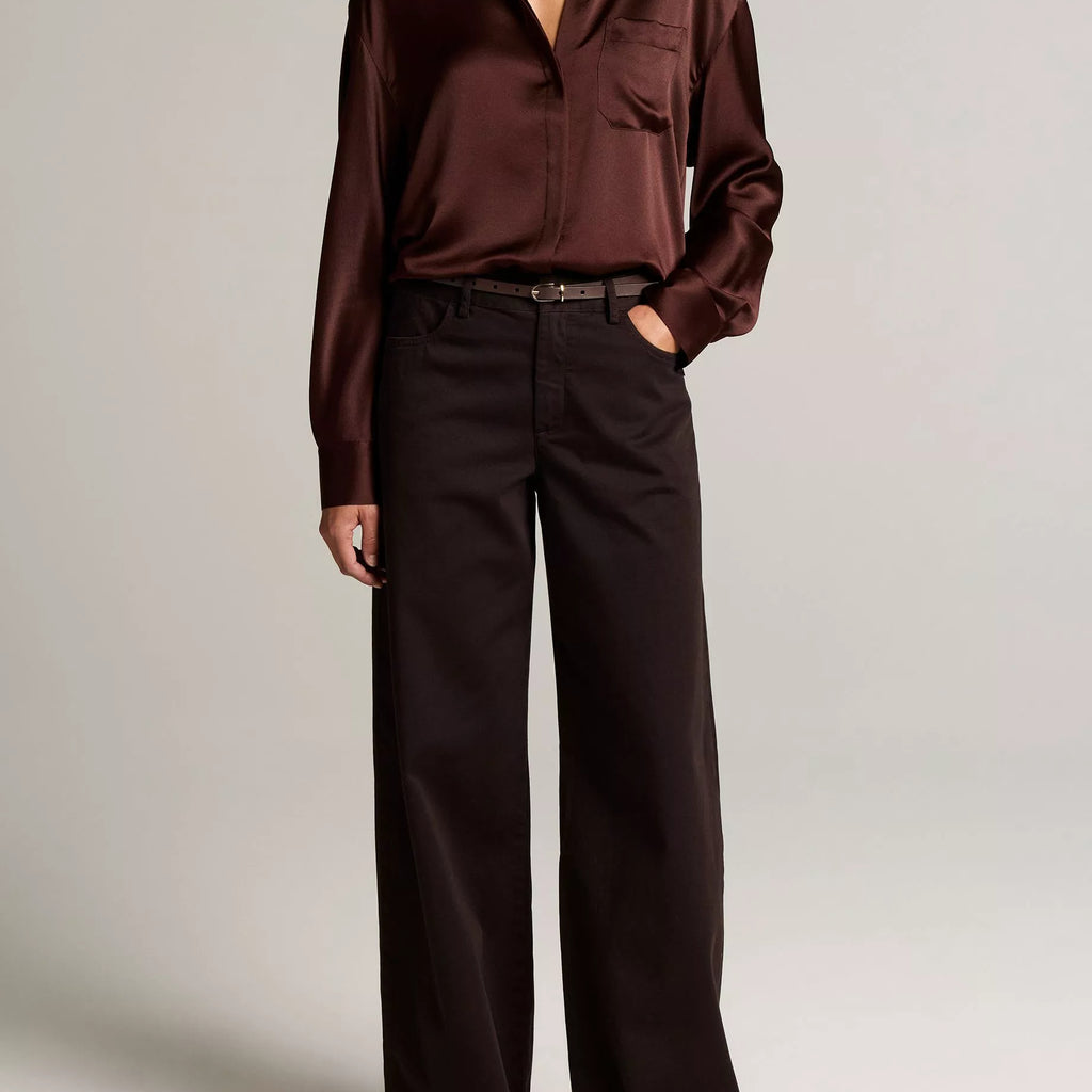 Vince Silk Satin Dolman-Sleeve Button-Front Shirt