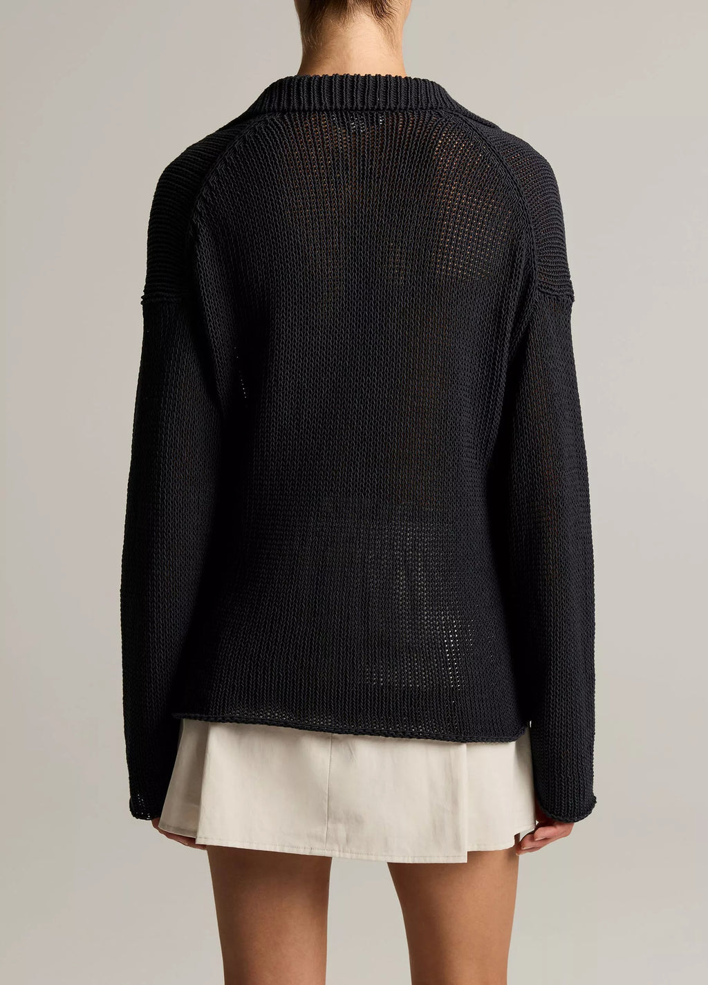 Vince Italian Coated Cotton-Blend Polo Sweater