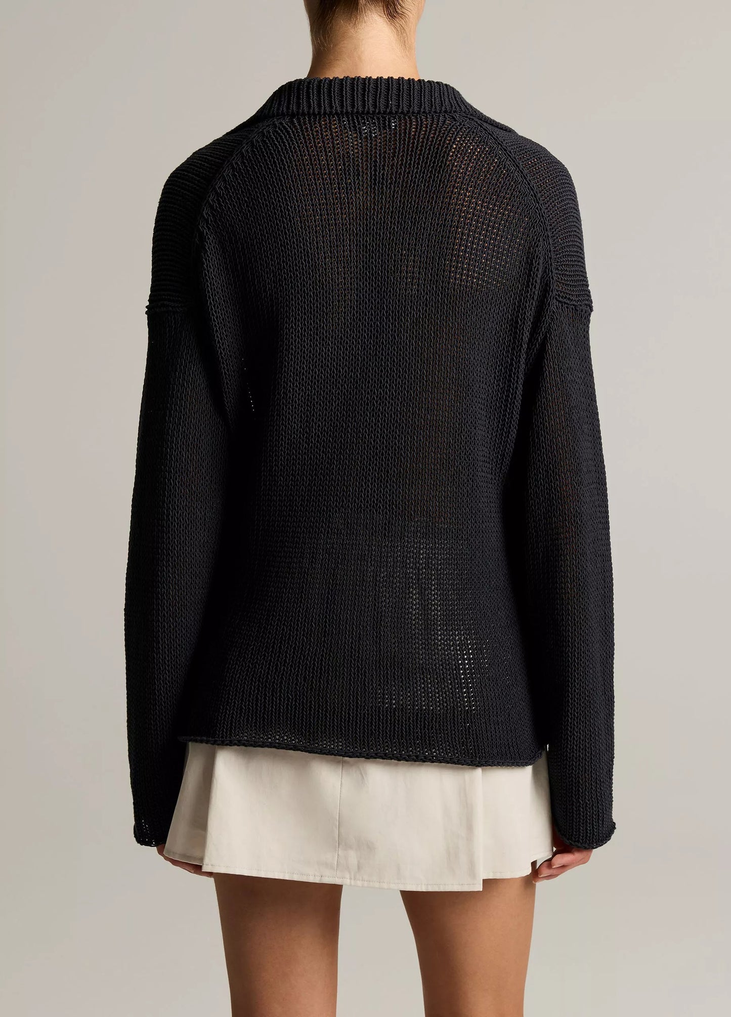 Vince Italian Coated Cotton-Blend Polo Sweater