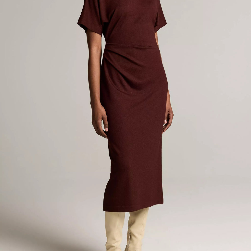 Vince Ruched-Side Knit Short-Sleeve Dress