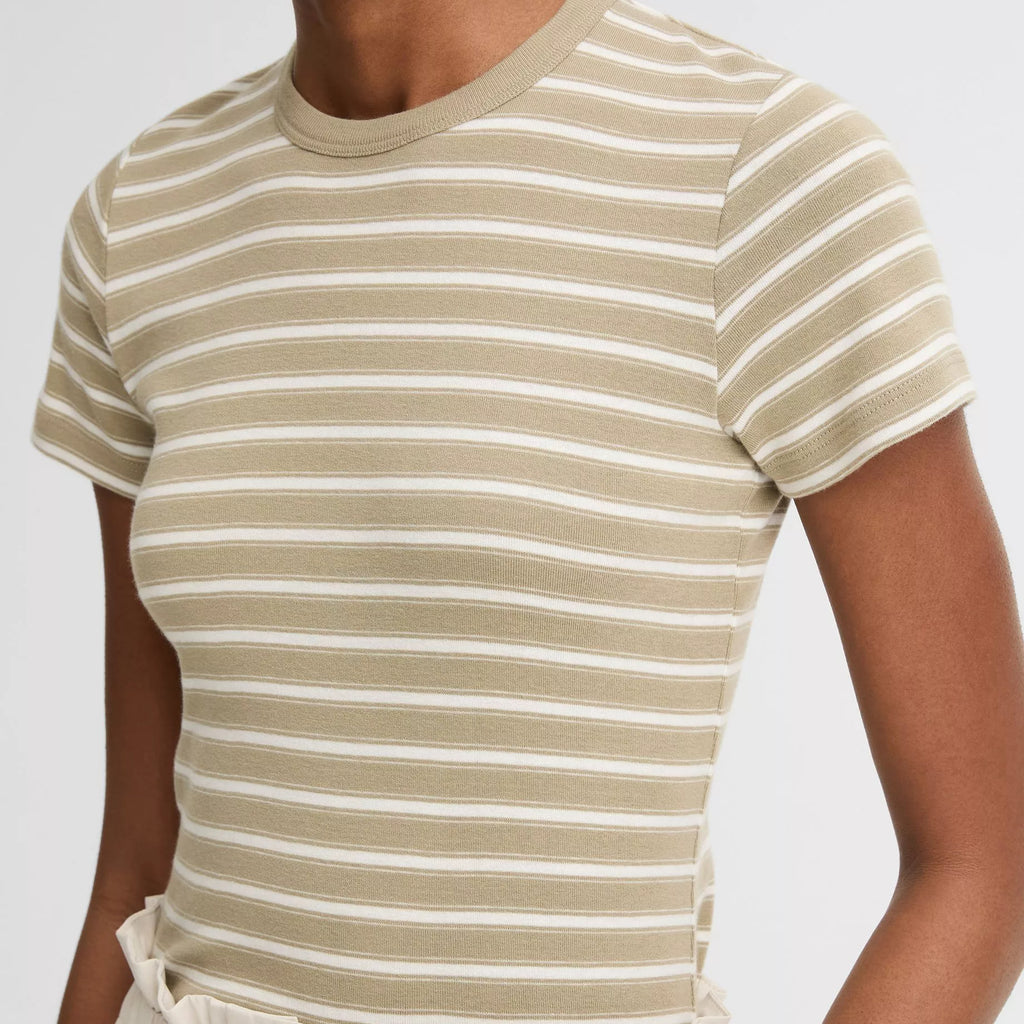 Vince Striped Pima Cotton-Blend '90s Shrunken T-Shirt