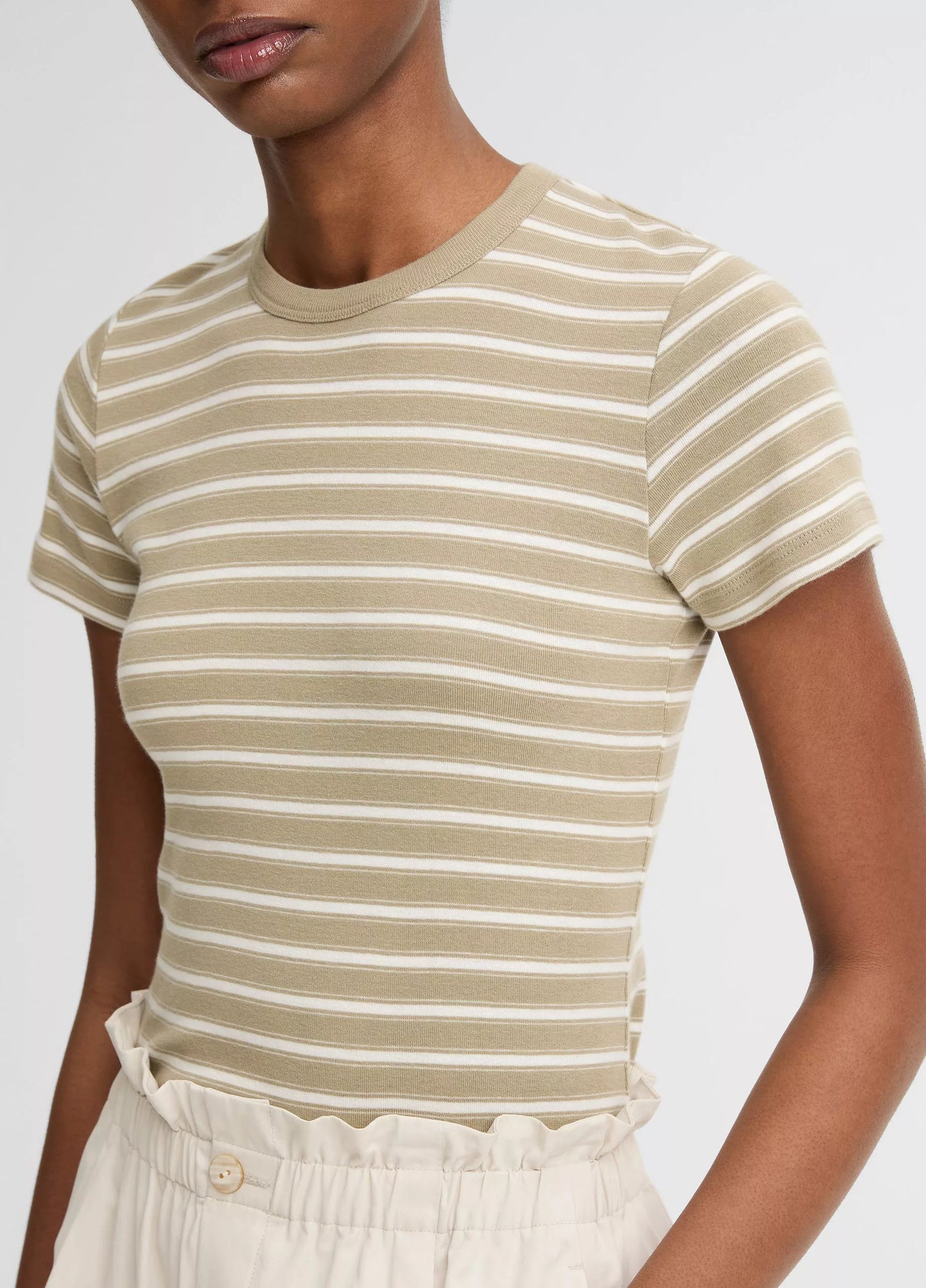 Vince Striped Pima Cotton-Blend '90s Shrunken T-Shirt