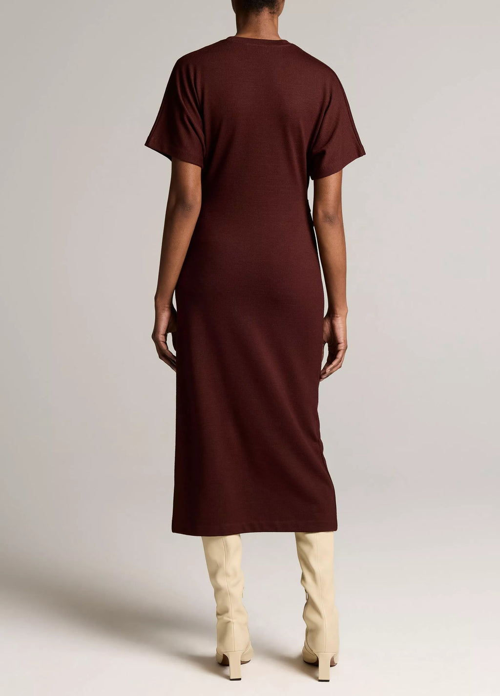 Vince Ruched-Side Knit Short-Sleeve Dress
