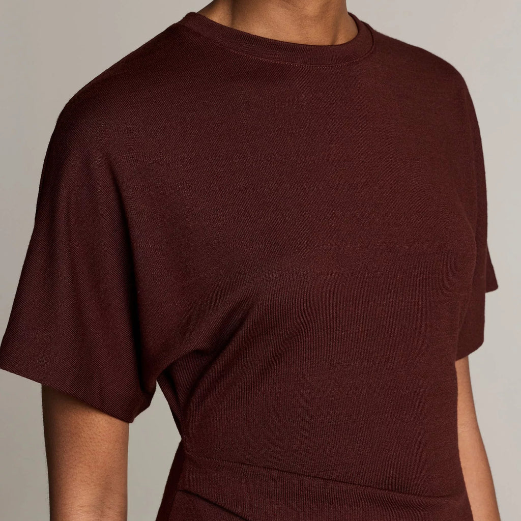 Vince Ruched-Side Knit Short-Sleeve Dress