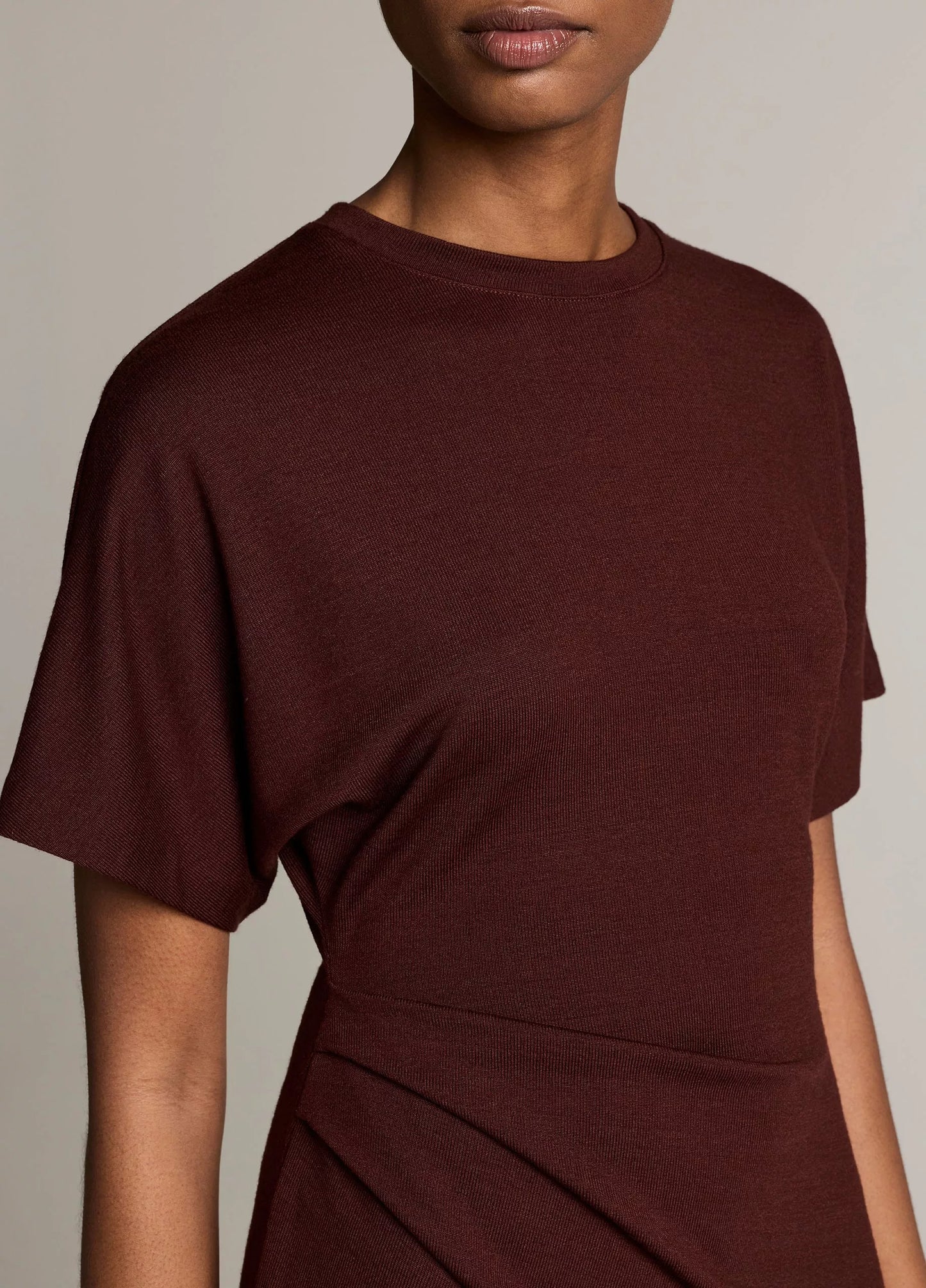 Vince Ruched-Side Knit Short-Sleeve Dress