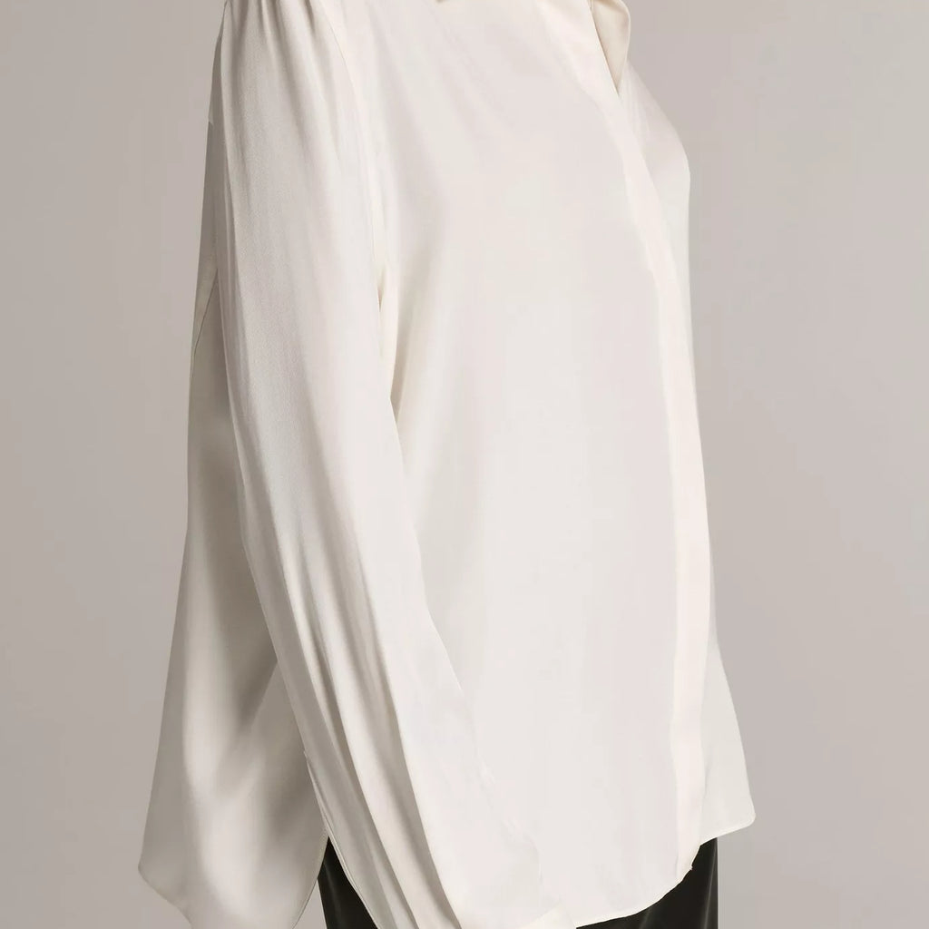 Vince Double-Detail Silk-Blend Button-Front Shirt