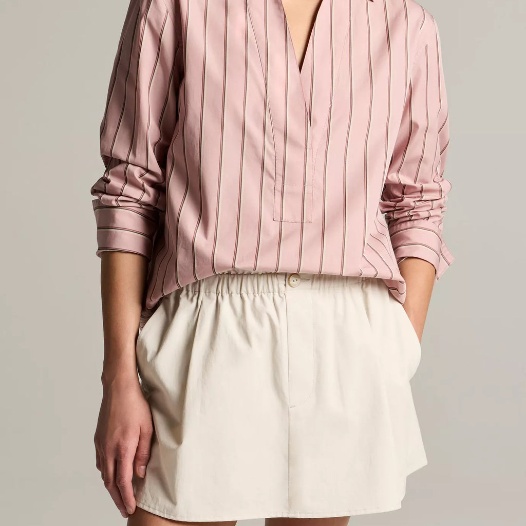 Vince Striped Cotton Relaxed Popover Shirt