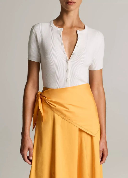Vince Ribbed Cotton Short-Sleeve Cardigan