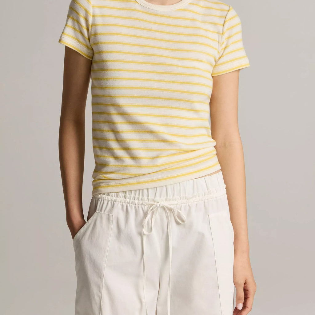 Vince Striped Pima Cotton-Blend '90s Shrunken T-Shirt